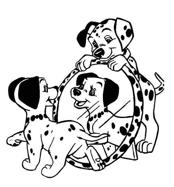 coloriage les 101 dalmatiens les chiots et le miroir